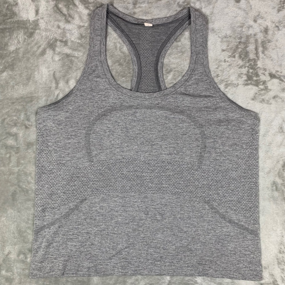 Lululemon Swiftly Tech Racerback Tank Top Grey Womens 10 Activewear Running Yoga